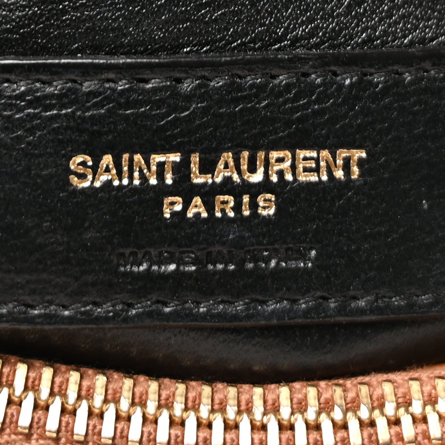 Saint Laurent Calfskin Y Quilted Monogram Small Loulou Chain Satchel  Dark Natural Image 6
