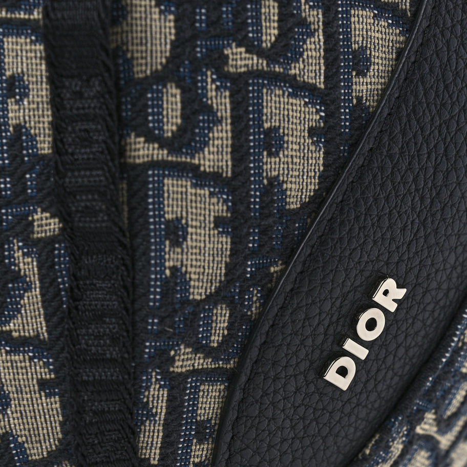 Christian Dior Grained Calfskin Oblique Scarab Sling Bag Blue Black Image 7