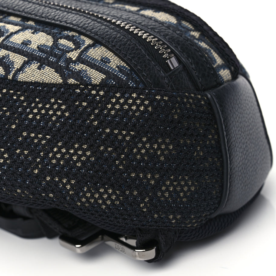 Christian Dior Grained Calfskin Oblique Scarab Sling Bag Blue Black Image 8