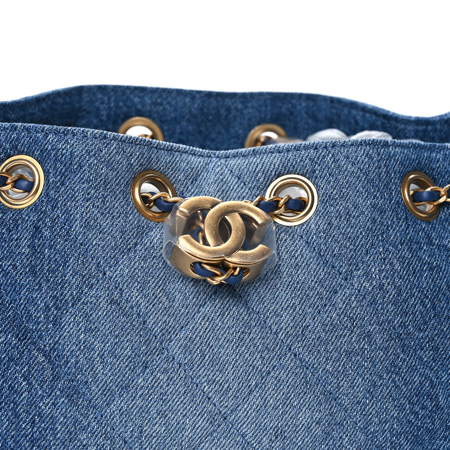 Chanel Washed Denim Quilted Mini Chanel 25 Handbag  Blue Image 6