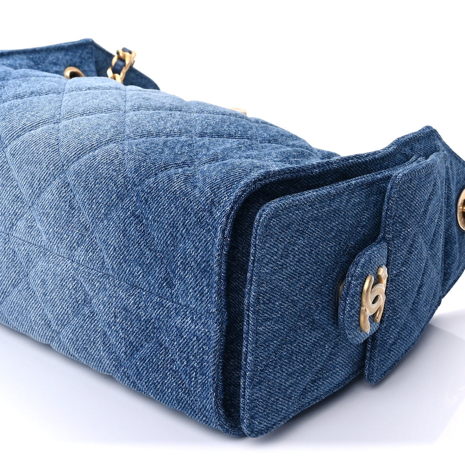Chanel Washed Denim Quilted Mini Chanel 25 Handbag  Blue Image 7
