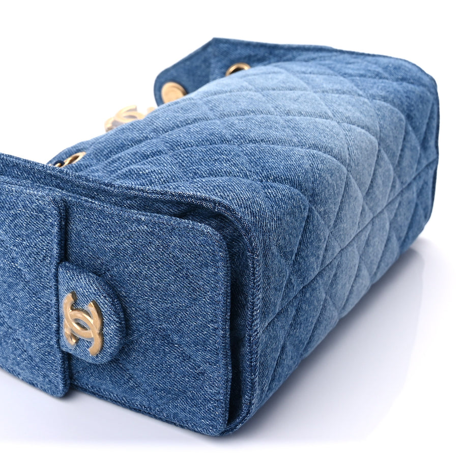 Chanel Washed Denim Quilted Mini Chanel 25 Handbag  Blue Image 8