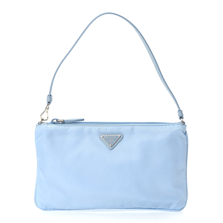 Prada Re-Nylon Vela Saffiano Mini Pochette Bag Celeste Image 1