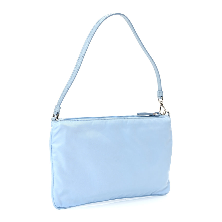 Prada Re-Nylon Vela Saffiano Mini Pochette Bag Celeste Image 2