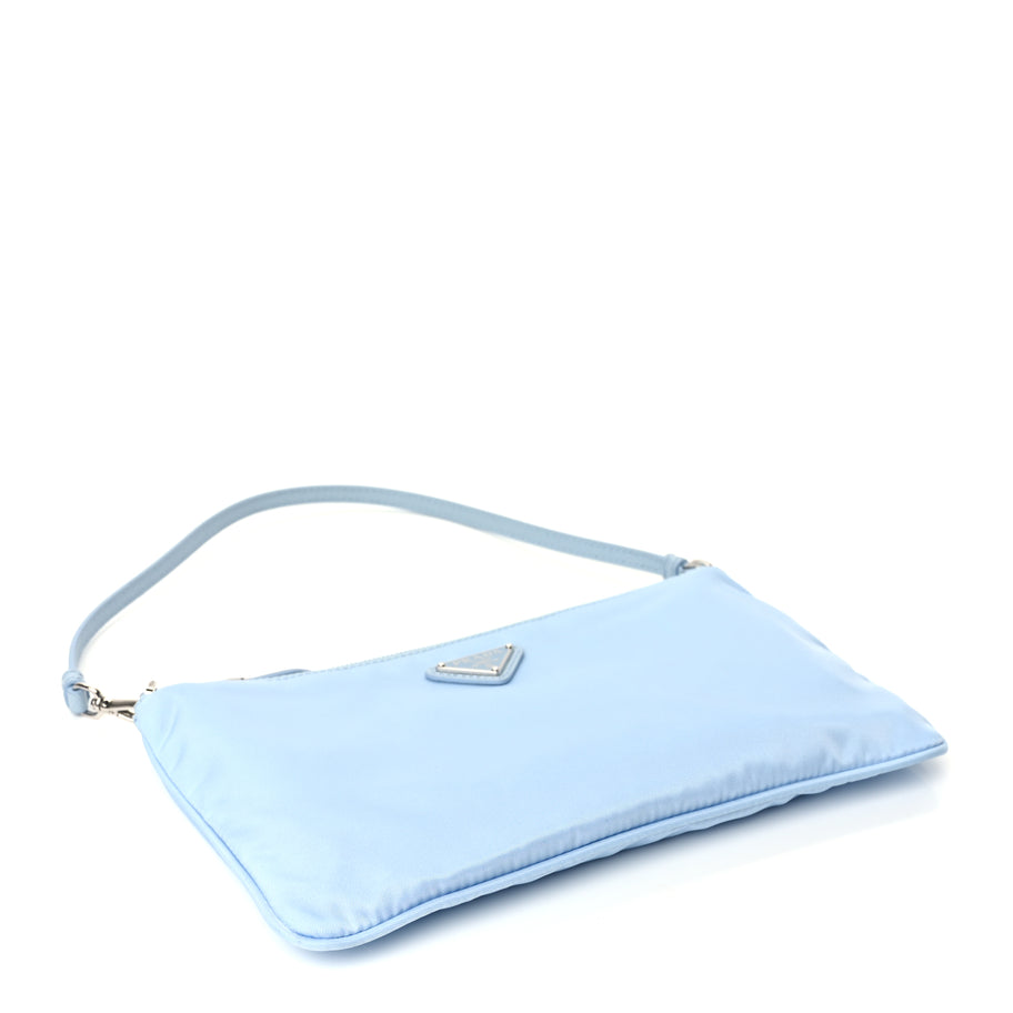 Prada Re-Nylon Vela Saffiano Mini Pochette Bag Celeste Image 3
