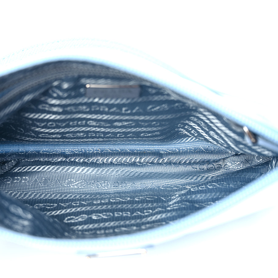 Prada Re-Nylon Vela Saffiano Mini Pochette Bag Celeste Image 4