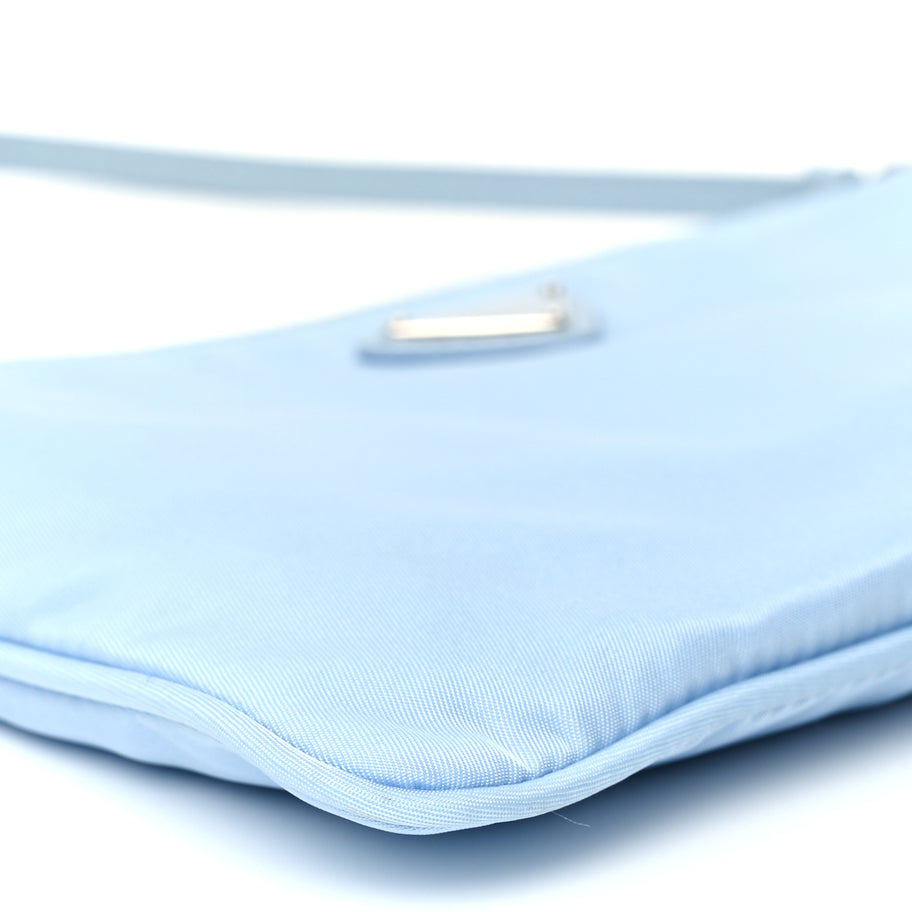 Prada Re-Nylon Vela Saffiano Mini Pochette Bag Celeste Image 8