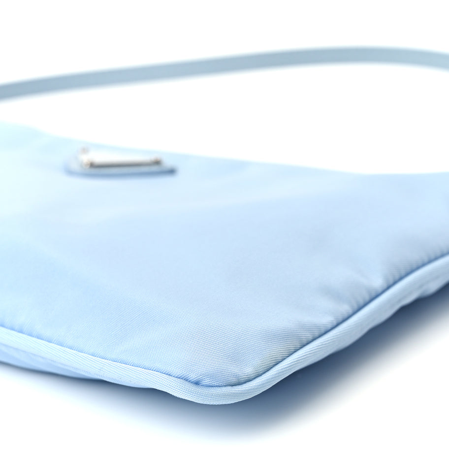 Prada Re-Nylon Vela Saffiano Mini Pochette Bag Celeste Image 9