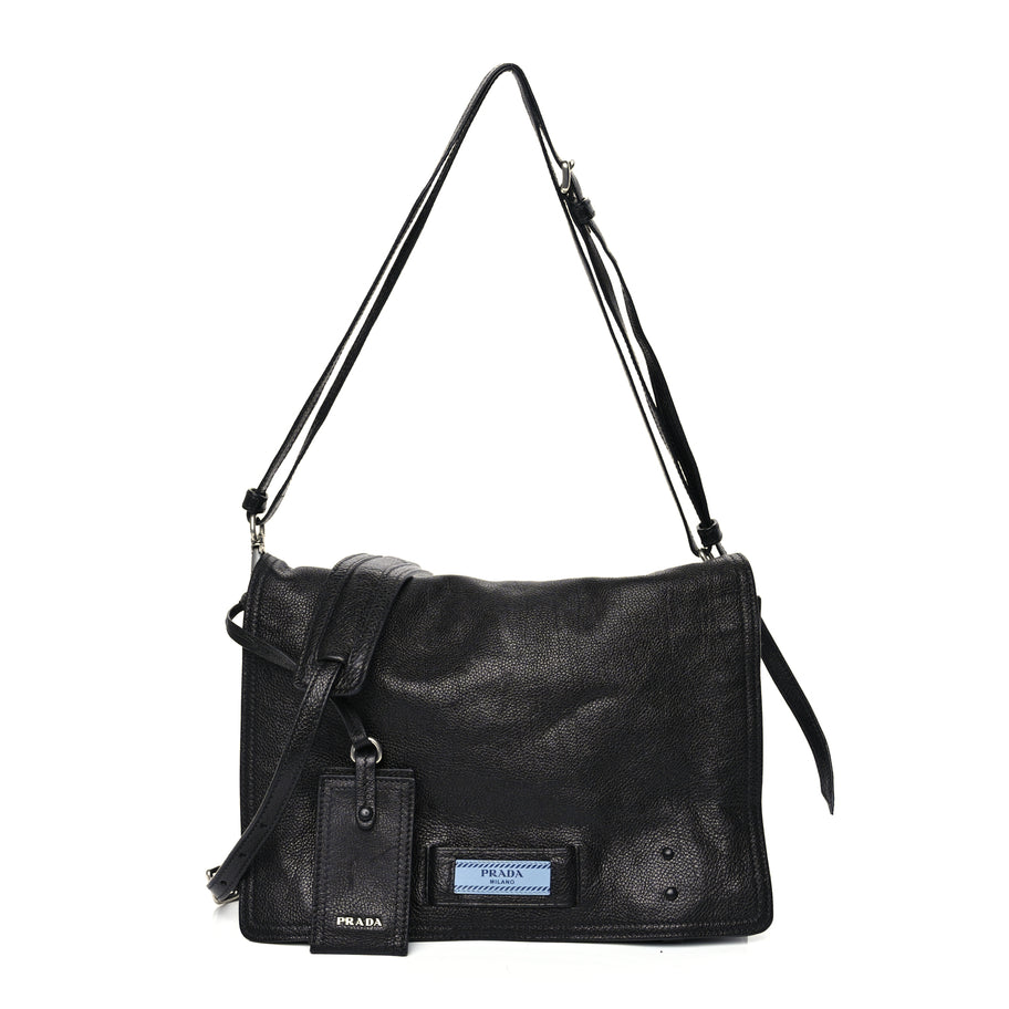 Prada Glace Calf Etiquette Flap Black Astrale Image 1