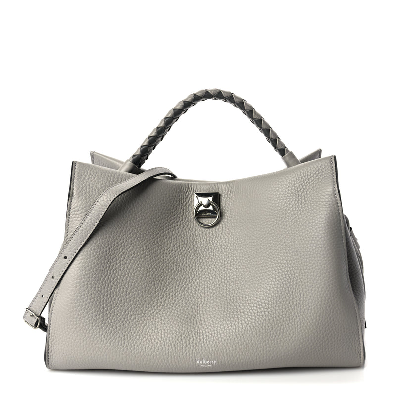  Mulberry Heavy Grain Iris Tote Powder Grey Dark Clay