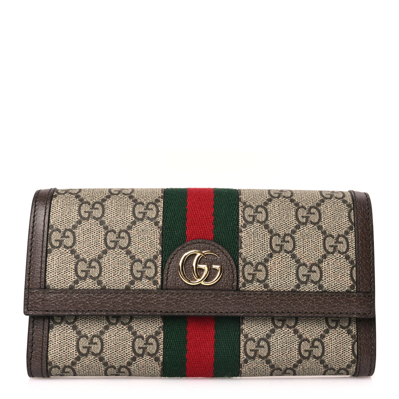  Gucci GG Supreme Monogram Web Ophidia Continental Wallet Brown
