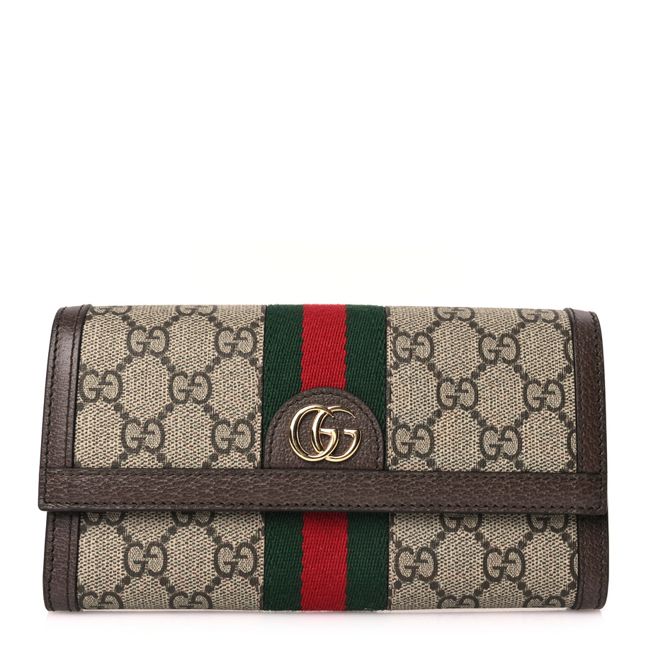 Gucci GG Supreme Monogram Web Ophidia Continental Wallet Brown Image 1