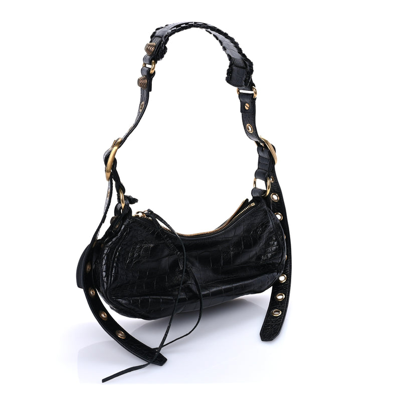  Balenciaga Agneau Arena Le Cagole Shoulder Bag XS Black