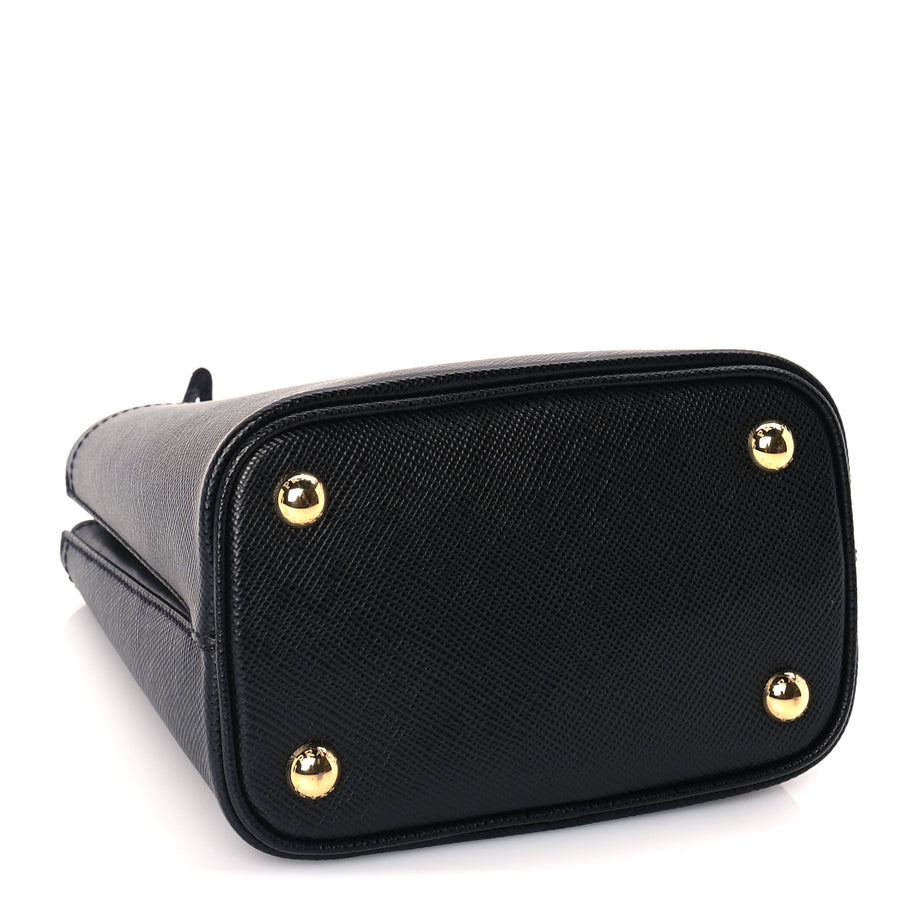 Prada Saffiano Cuir Small Panier Bucket Bag  Black Fuoco Image 3