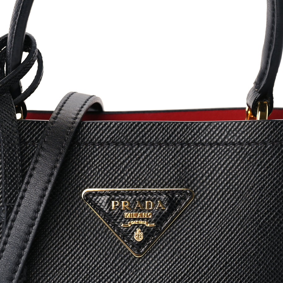 Prada Saffiano Cuir Small Panier Bucket Bag  Black Fuoco Image 6