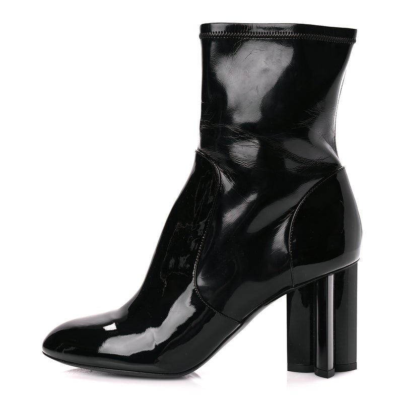  Louis Vuitton Patent Uniformes Silhouette Ankle Boots 39 Black