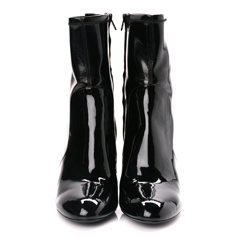  Louis Vuitton Patent Uniformes Silhouette Ankle Boots 39 Black