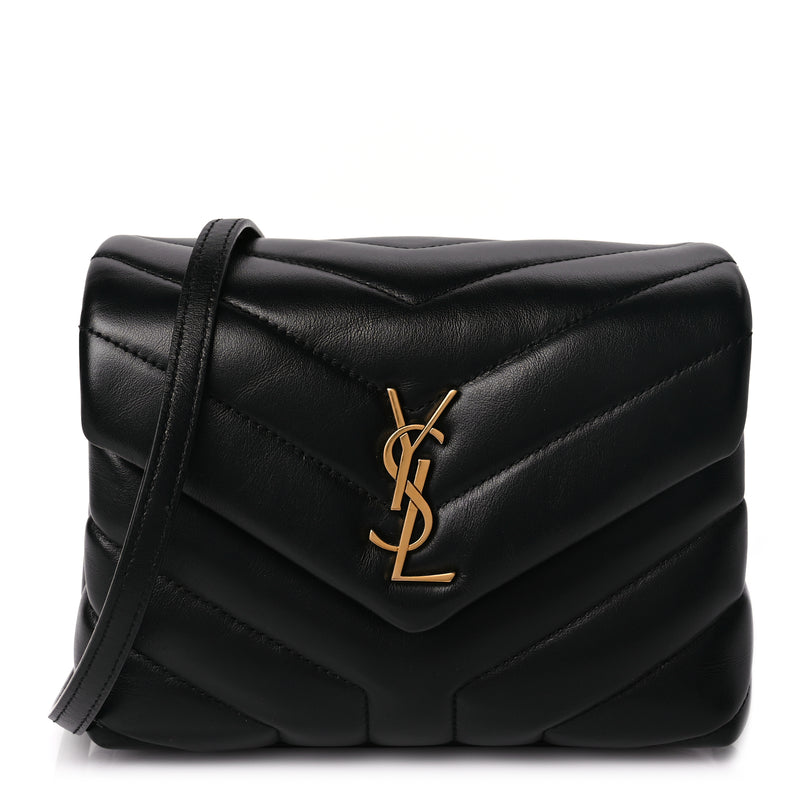  Saint Laurent Calfskin Y Quilted Monogram Toy Loulou Crossbody Bag Black