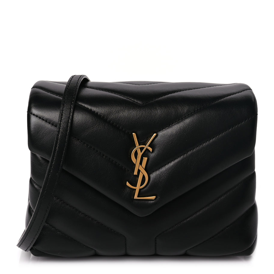 Saint Laurent Calfskin Y Quilted Monogram Toy Loulou Crossbody Bag Black Image 1