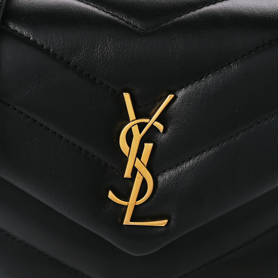 Saint Laurent Calfskin Y Quilted Monogram Toy Loulou Crossbody Bag Black Image 7