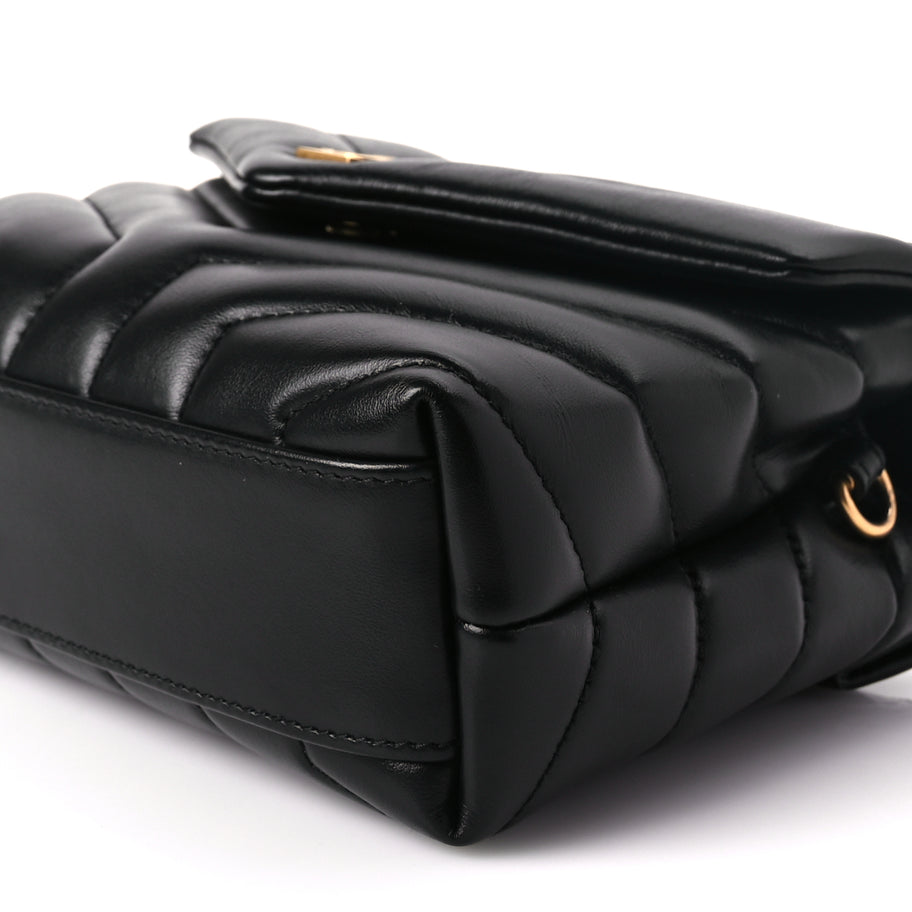 Saint Laurent Calfskin Y Quilted Monogram Toy Loulou Crossbody Bag Black Image 8
