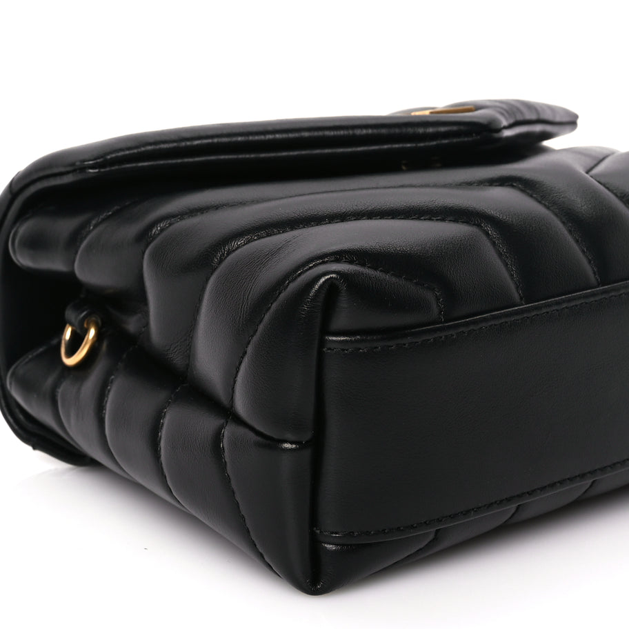 Saint Laurent Calfskin Y Quilted Monogram Toy Loulou Crossbody Bag Black Image 9