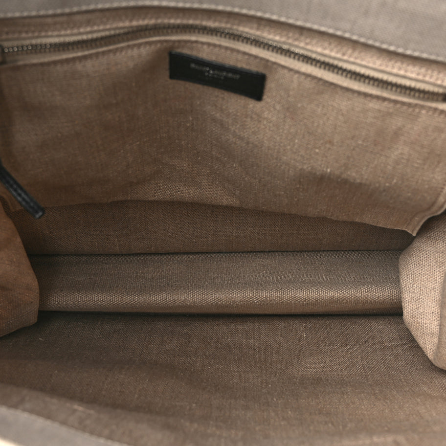 Saint Laurent Linen Calfskin Rive Gauche North South Tote Optic White Image 4