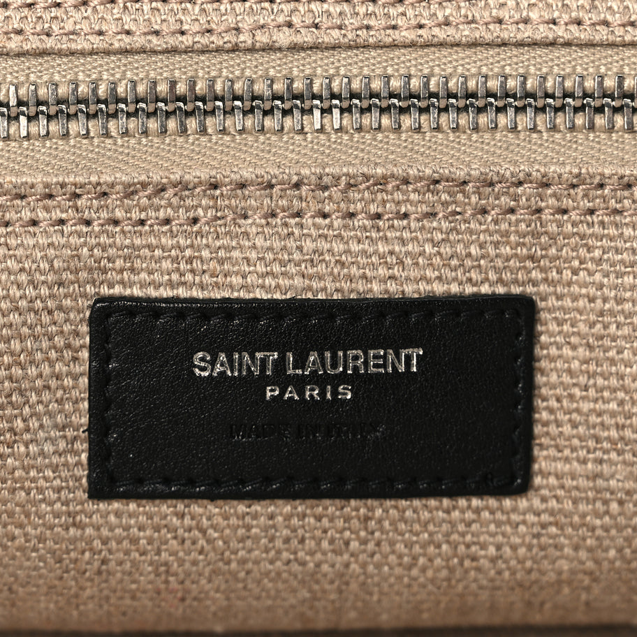 Saint Laurent Linen Calfskin Rive Gauche North South Tote Optic White Image 5