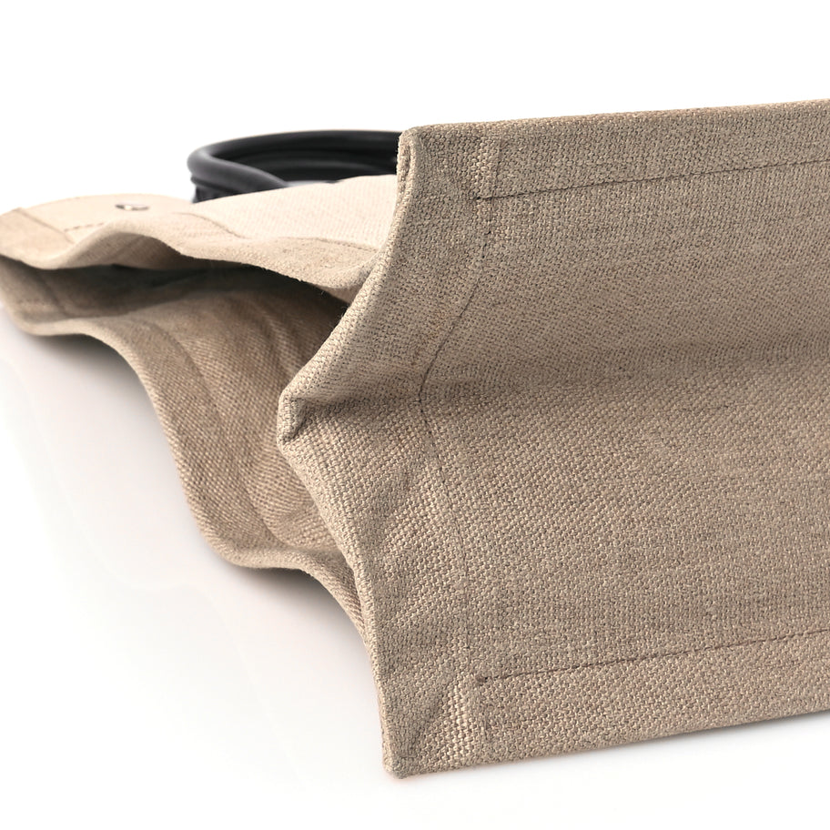 Saint Laurent Linen Calfskin Rive Gauche North South Tote Optic White Image 7