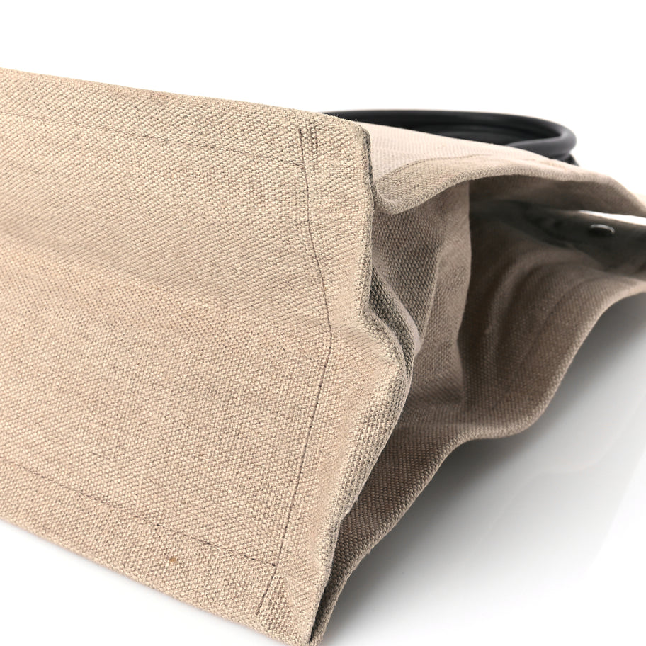 Saint Laurent Linen Calfskin Rive Gauche North South Tote Optic White Image 8