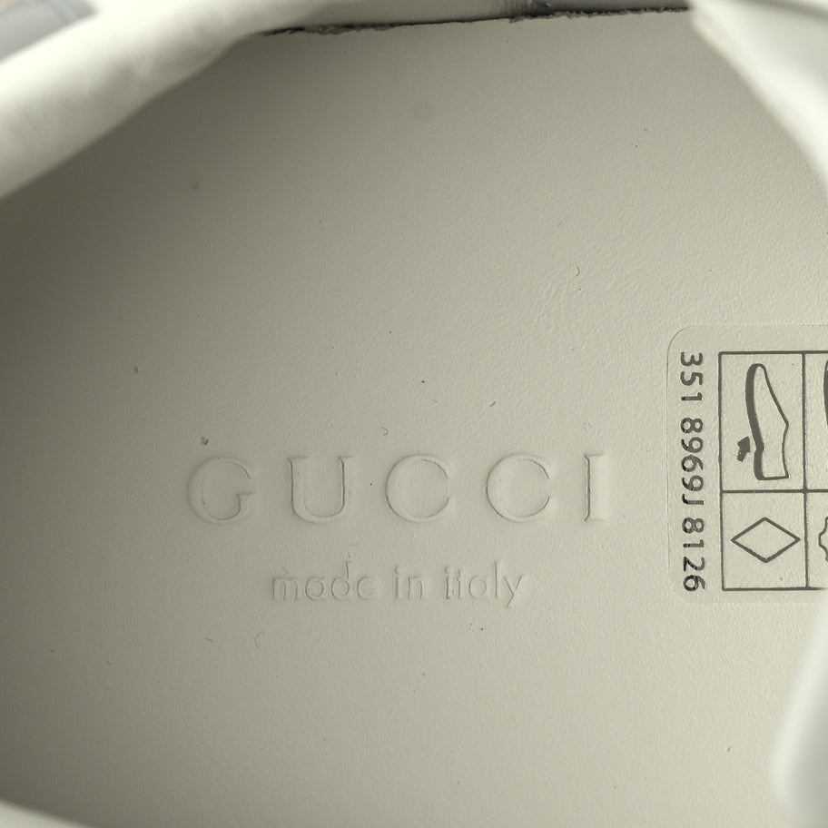 Gucci Calfskin Interlocking G Perforated Womens Ace Sneakers 37.5 White Grey Sky Image 5