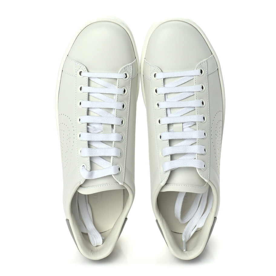 Gucci Calfskin Interlocking G Perforated Womens Ace Sneakers 37.5 White Grey Sky Image 6