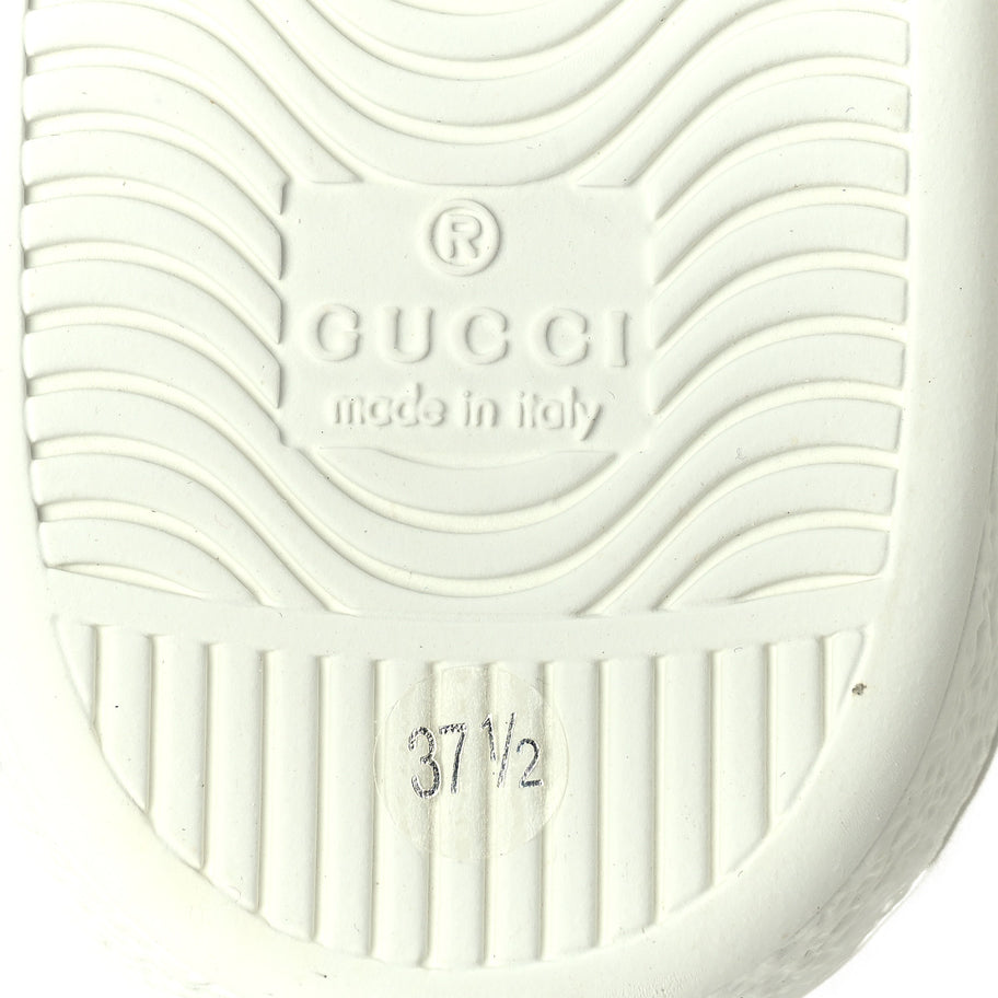 Gucci Calfskin Interlocking G Perforated Womens Ace Sneakers 37.5 White Grey Sky Image 7