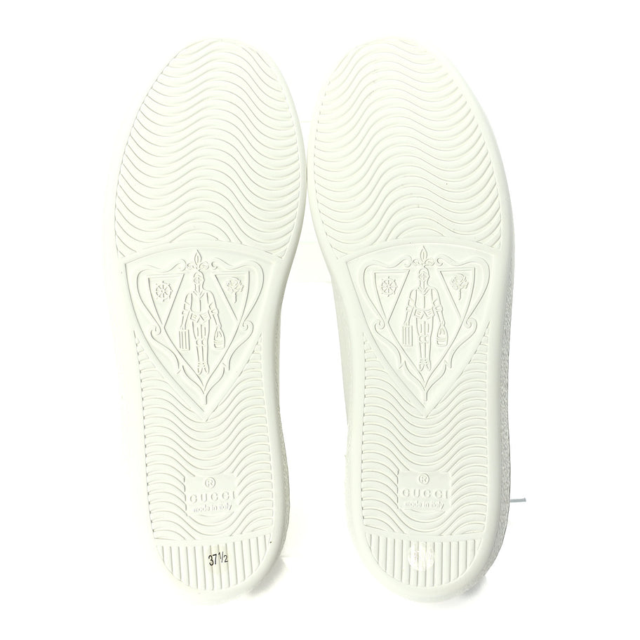Gucci Calfskin Interlocking G Perforated Womens Ace Sneakers 37.5 White Grey Sky Image 8