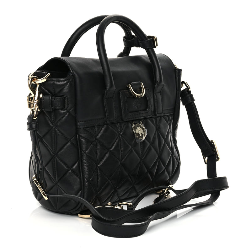 Mulberry Nappa Quilted Mini Cara Delevingne Convertible Bag Black
