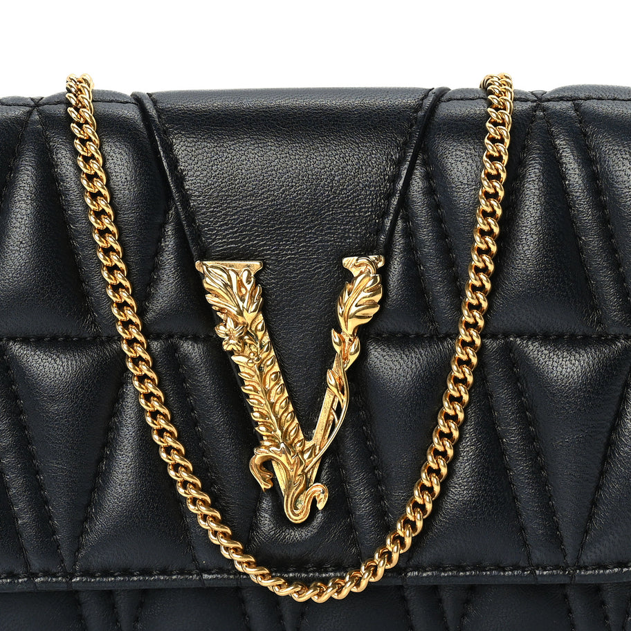Versace Nappa Quilted Virtus Evening Bag Black Image 6