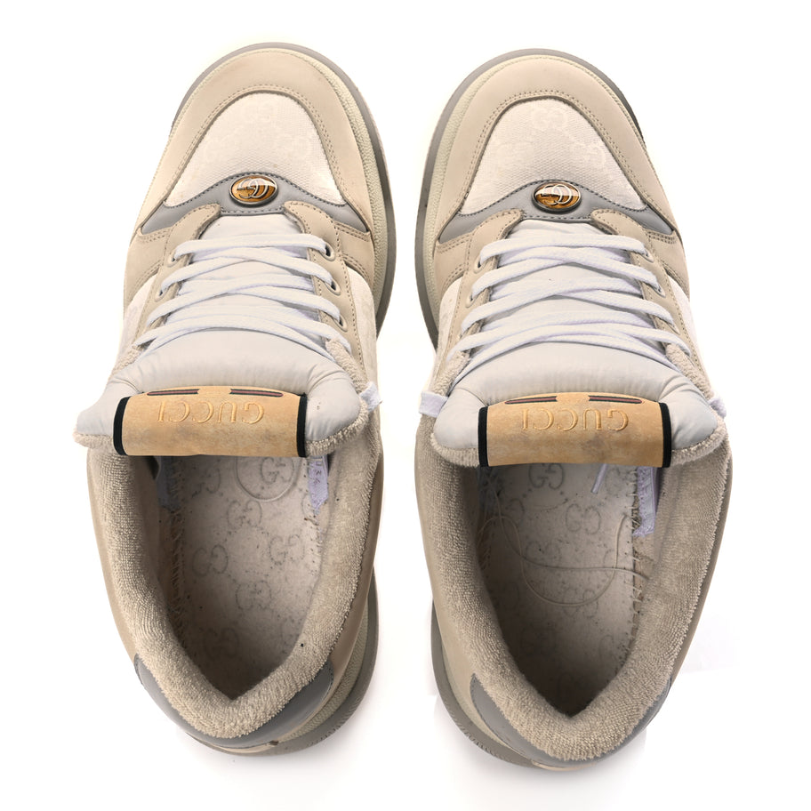 Gucci GUCCI Lame Canvas Nubuck GG Monogram Mens Screener 50mm Sneakers 8 Grey White Image 5