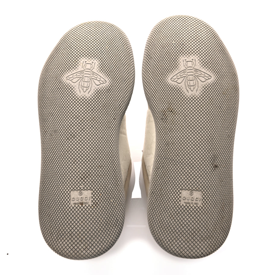 Gucci GUCCI Lame Canvas Nubuck GG Monogram Mens Screener 50mm Sneakers 8 Grey White Image 6