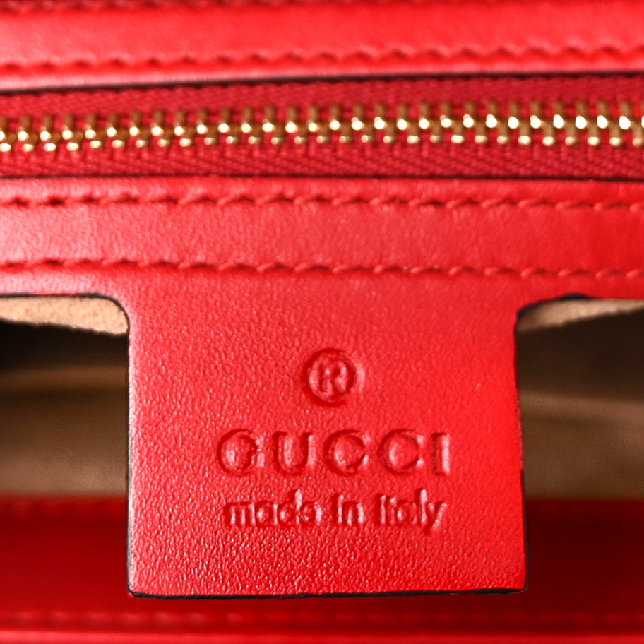 Gucci Guccissima Signature Small Padlock Top Handle Bag Hibiscus Red Image 5