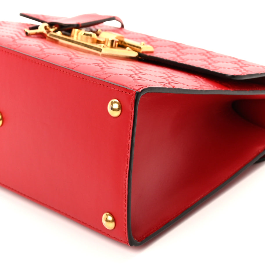 Gucci Guccissima Signature Small Padlock Top Handle Bag Hibiscus