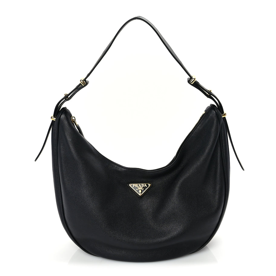 Prada Soft Calfskin Arque Shoulder Bag  Black Image 1
