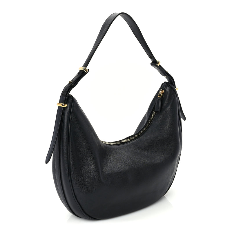  Prada Soft Calfskin Arque Shoulder Bag  Black