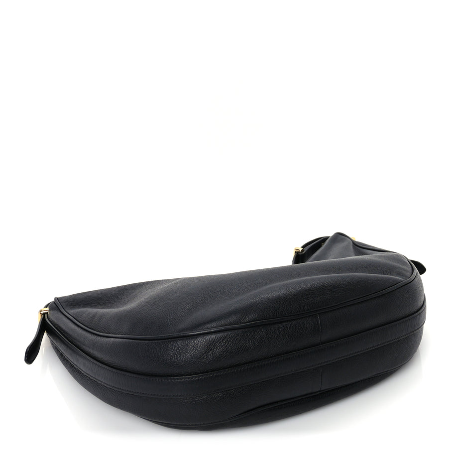 Prada Soft Calfskin Arque Shoulder Bag  Black Image 3