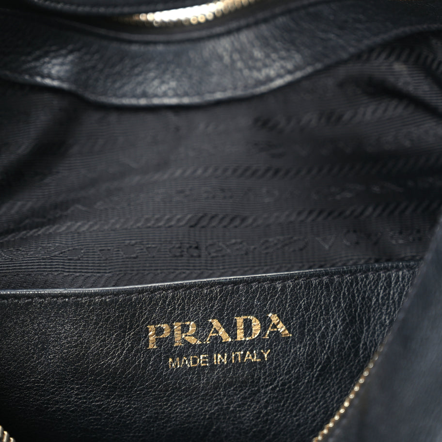 Prada Soft Calfskin Arque Shoulder Bag  Black Image 5