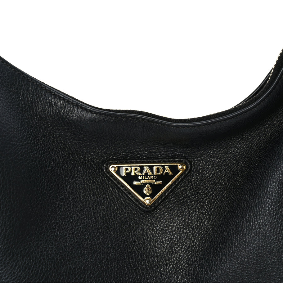Prada Soft Calfskin Arque Shoulder Bag  Black Image 6