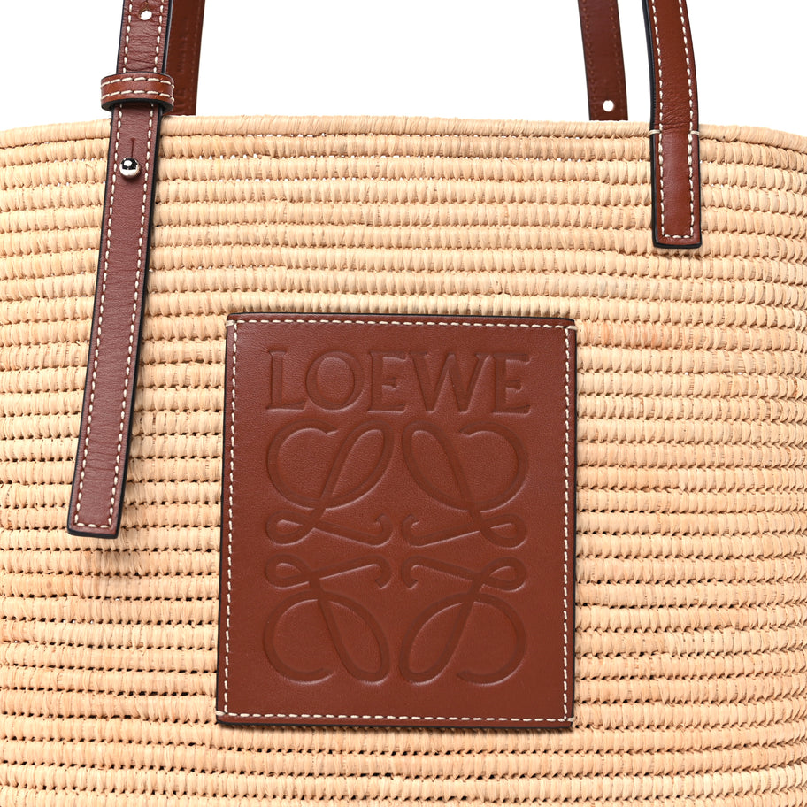 Loewe Raffia Small Square Basket Tote Bag Natural Tan Image 7
