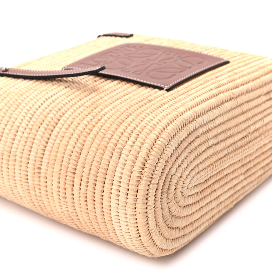 Loewe Raffia Small Square Basket Tote Bag Natural Tan Image 8