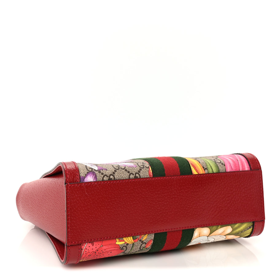 Gucci GG Supreme Monogram Flora Web Small Ophidia Tote Bag Red Image 3