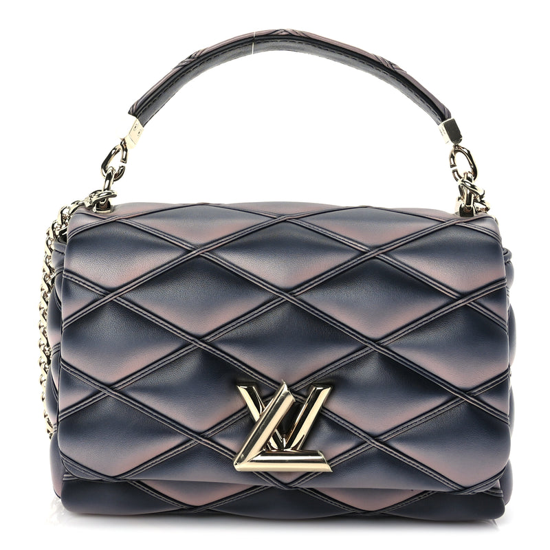  Louis Vuitton Lambskin Malletage Top Handle GO-14 MM  Black Pink