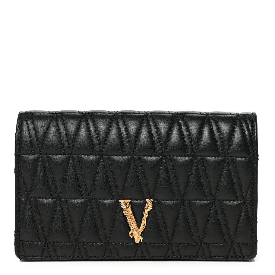 Versace Nappa Quilted Virtus Clutch Bag Black Image 1